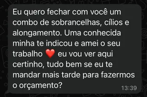 Mensagem de cliente satisfeita com o trabalho da Ariel 12
